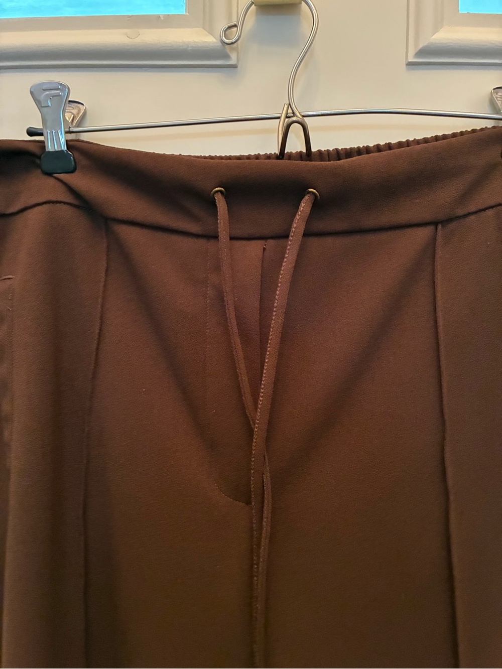 Wide-Leg chocolate Brown Drawstring Pants for Women